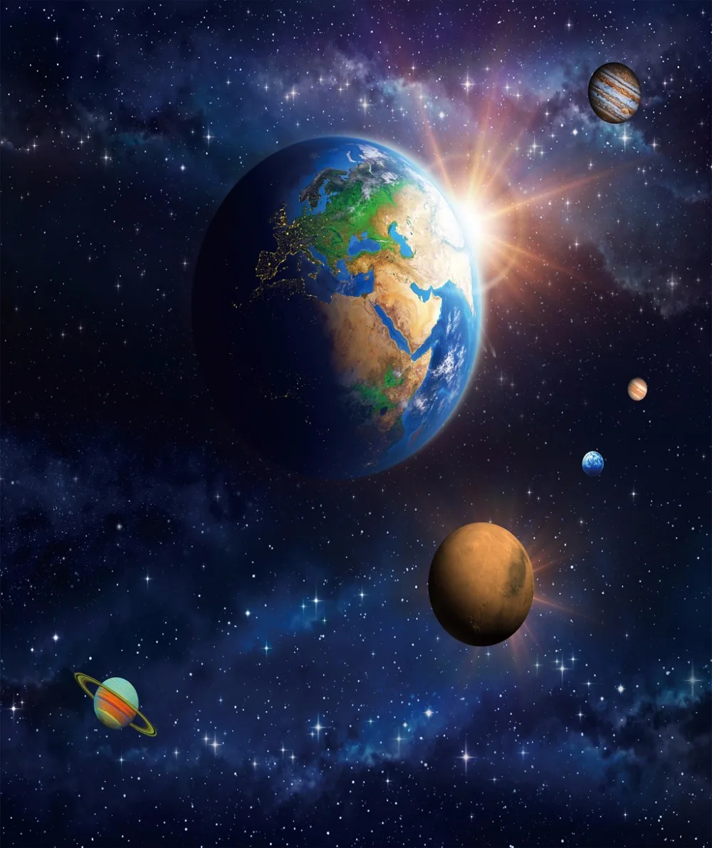 Занавески 3D на заказ светонепроницаемые тканевые шторы с рисунком неба планеты