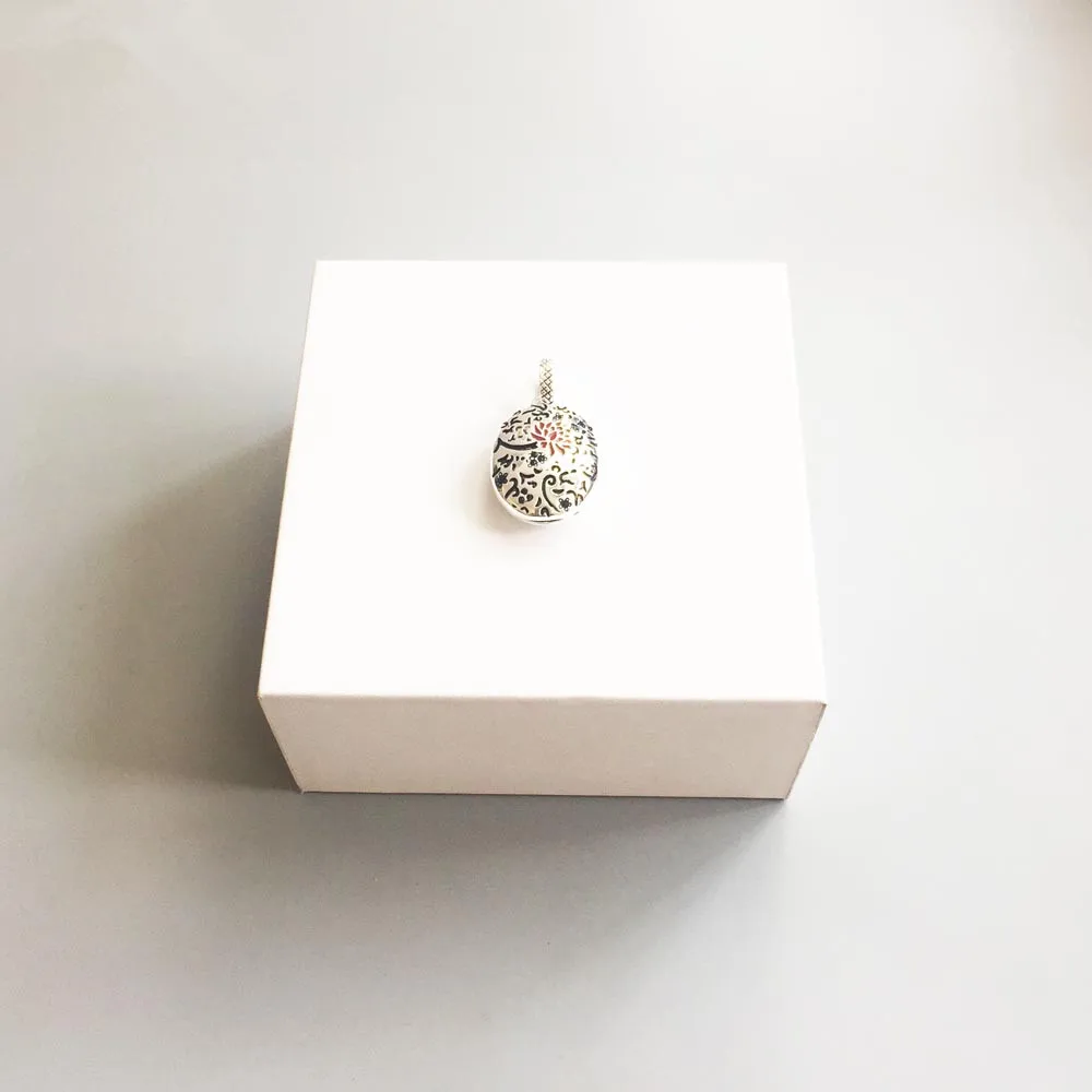 Серебряный красный цветок овальная коллекция коробок подвески 2018 модный