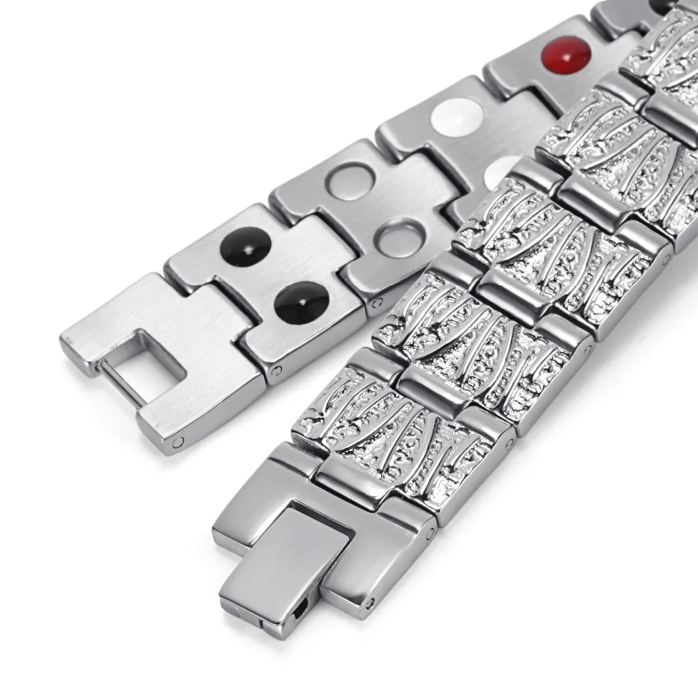 Модный мужской браслет Rainso из нержавеющей стали двойной ряд 4 элемента здоровья