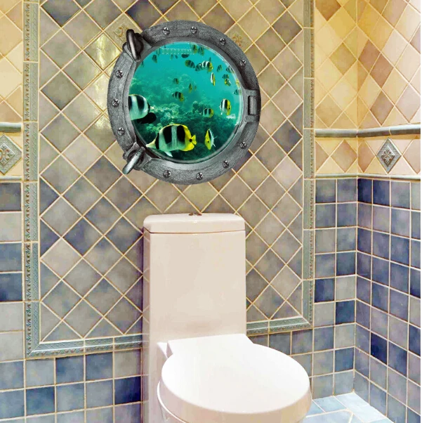 Diy 3d подводный мир подводная лодка цветные настенные наклейки тропическая рыба