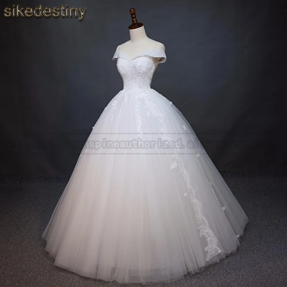 Свадебное платье vestido de noiva длина до пола бальное с открытыми плечами белое/цвета