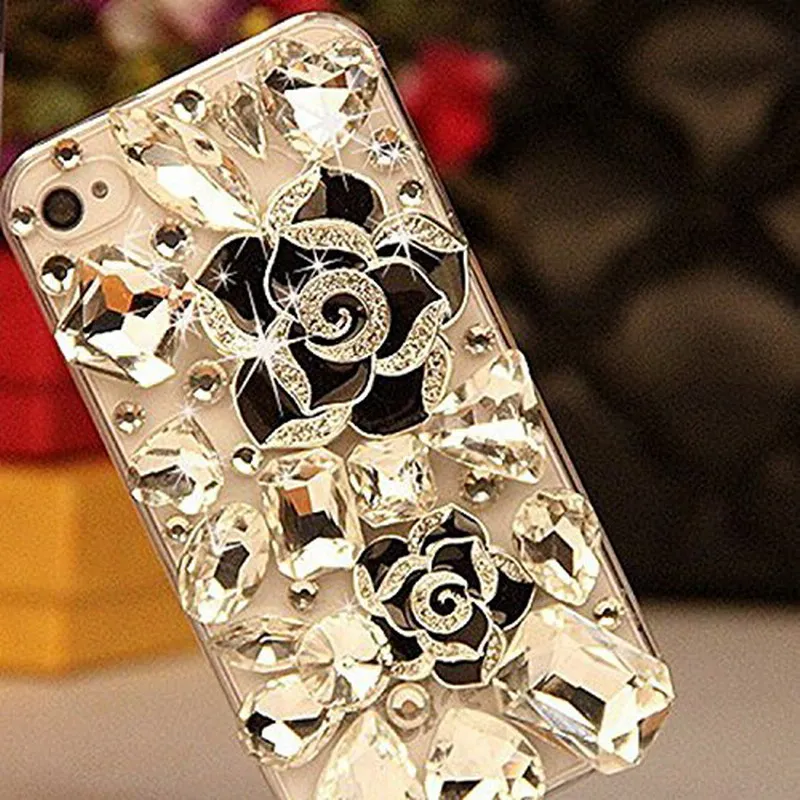 Для iphone 7 plus 6s 5S se 5c 4S роскошные 3d кристаллов алмаза цветок камелии искра