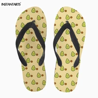 instantarts cute avocado and stone printing women summer beach flip flops rubber comfortable female home footwear slippers light