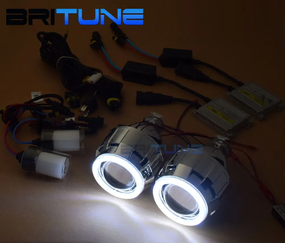Britune Bi-xenon проектор Объектив Ангел Дьявол глаза проектор 2,5 автомобильные линзы полный комплект для H7 H4 Фары аксессуары для модернизации