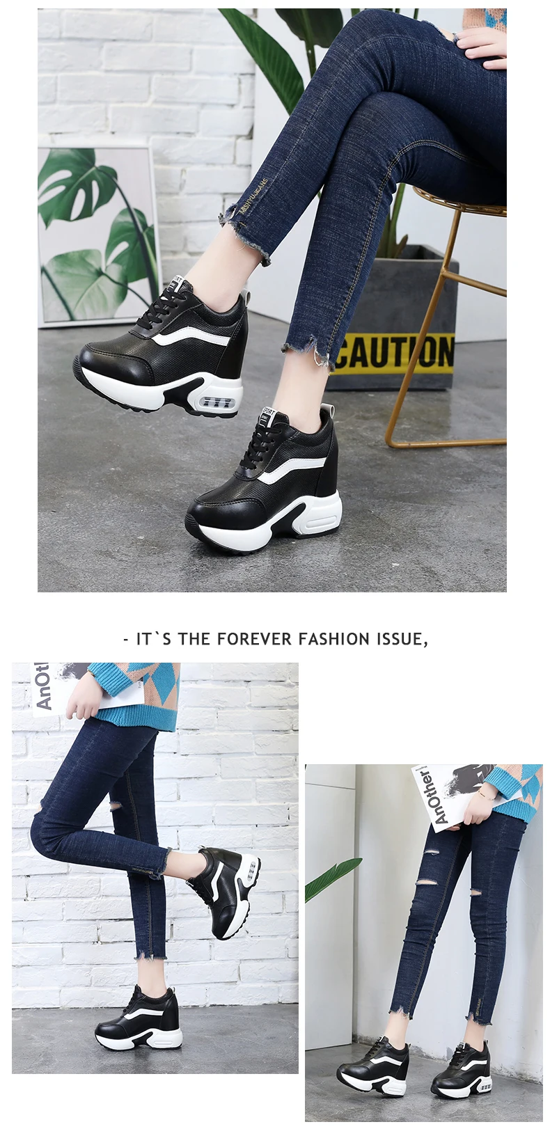10CM Wedge Woman Sneakers Platform Spring Autumn Pu Leather New Female Casual Shoes Wedge Breathable Sneakres Ladies
