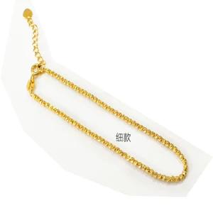 Yellow gold color Sinya 18k Au750 золотые лазерные бусины, браслет для маленьких детей, девушек, женщин, длина от 12 см до 22 см, диаметр бисера 2,5 мм - Цвет камня: Yellow gold color