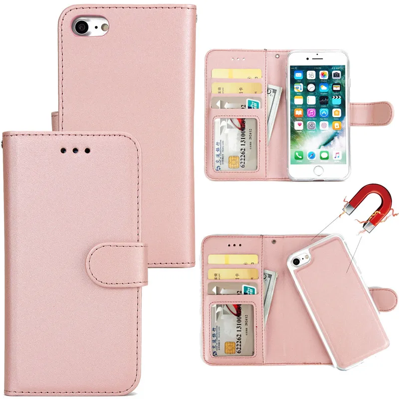 Роскошный кожаный чехол-кошелек 2 в 1 SMILYOU для iPhone 6 6S 7 8 Plus 5 5s SE флип-чехол с