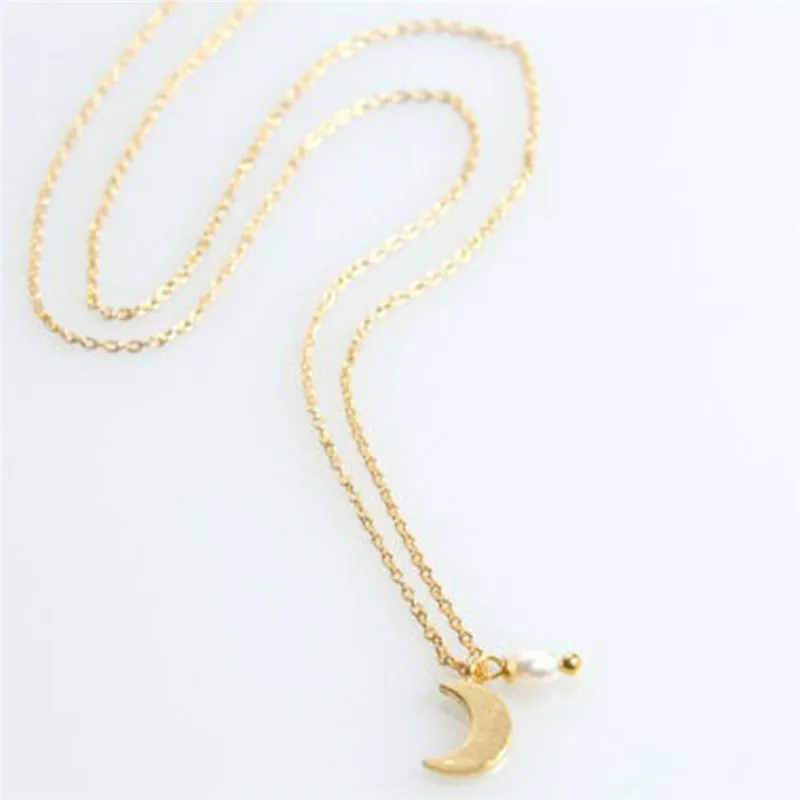 Женский кулон в виде маленькой Луны PINKSEE простом стиле белого и черного цвета