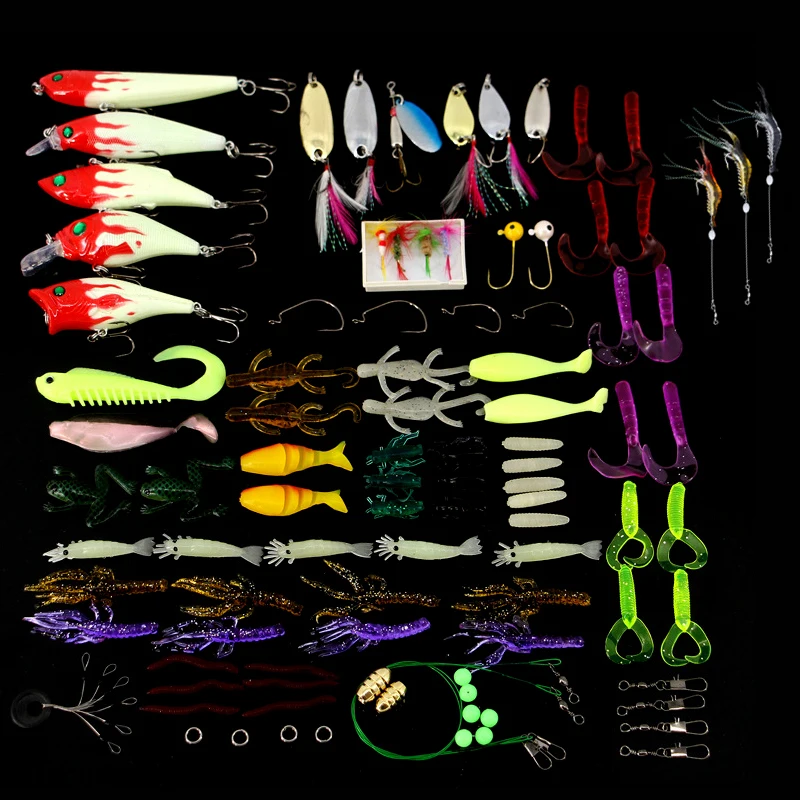 Набор рыболовных приманок 97 шт./лот смешанный гольян/поппер коробка для блесна