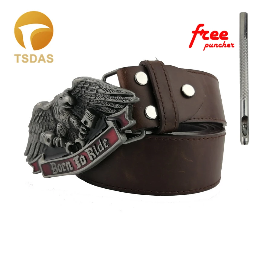 Ретро Серебряный 3D Мода орел пряжки ремня с оловянной отделкой Born to Ride ремень