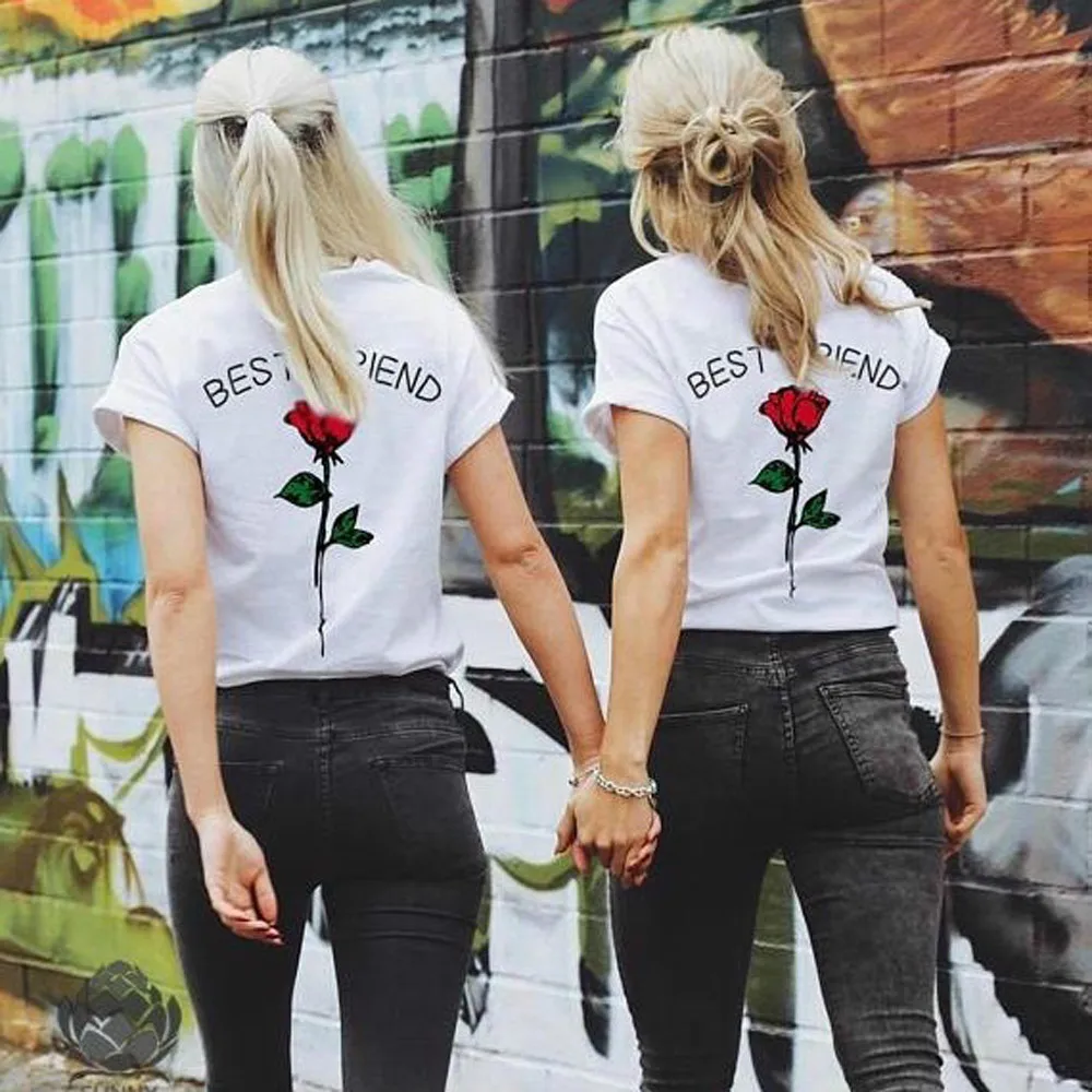 Женская футболка с принтом Best Friend белая Повседневная большого размера 5XL лето 2019 |
