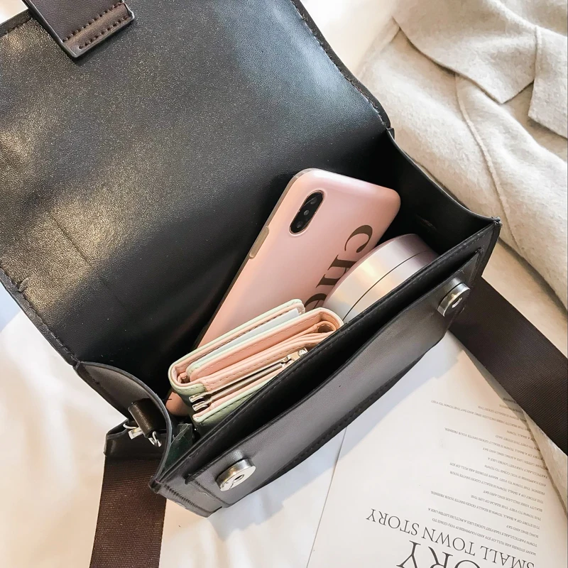 Винтажная летняя однотонная модная сумка-мессенджер с клапаном сумка на плечо