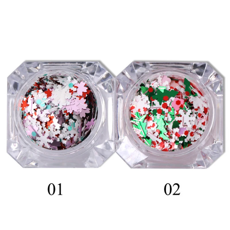 1 Коробки Рождественские снежинки елка ногтей стразами Chrome Flakies блеск UV гель