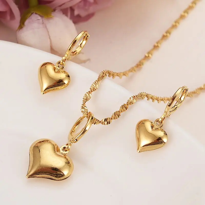 

24 k Yellow Solid Gold Filled Lovely Slipper Pendant Necklaces earrings Women girls party jewelry sets gifts diy charms