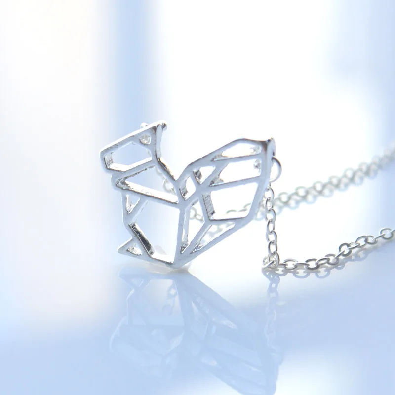 Hzew мин 1 шт золотистого и серебристого цвета белка оригами Ожерелье Подвески для