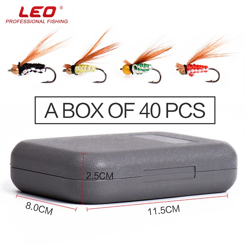 40pcs/set LEO Fly Fishing Hook Bionic Fly Hook Set Fly Tying Artificial Insect Bait Hook Fishing Accessories