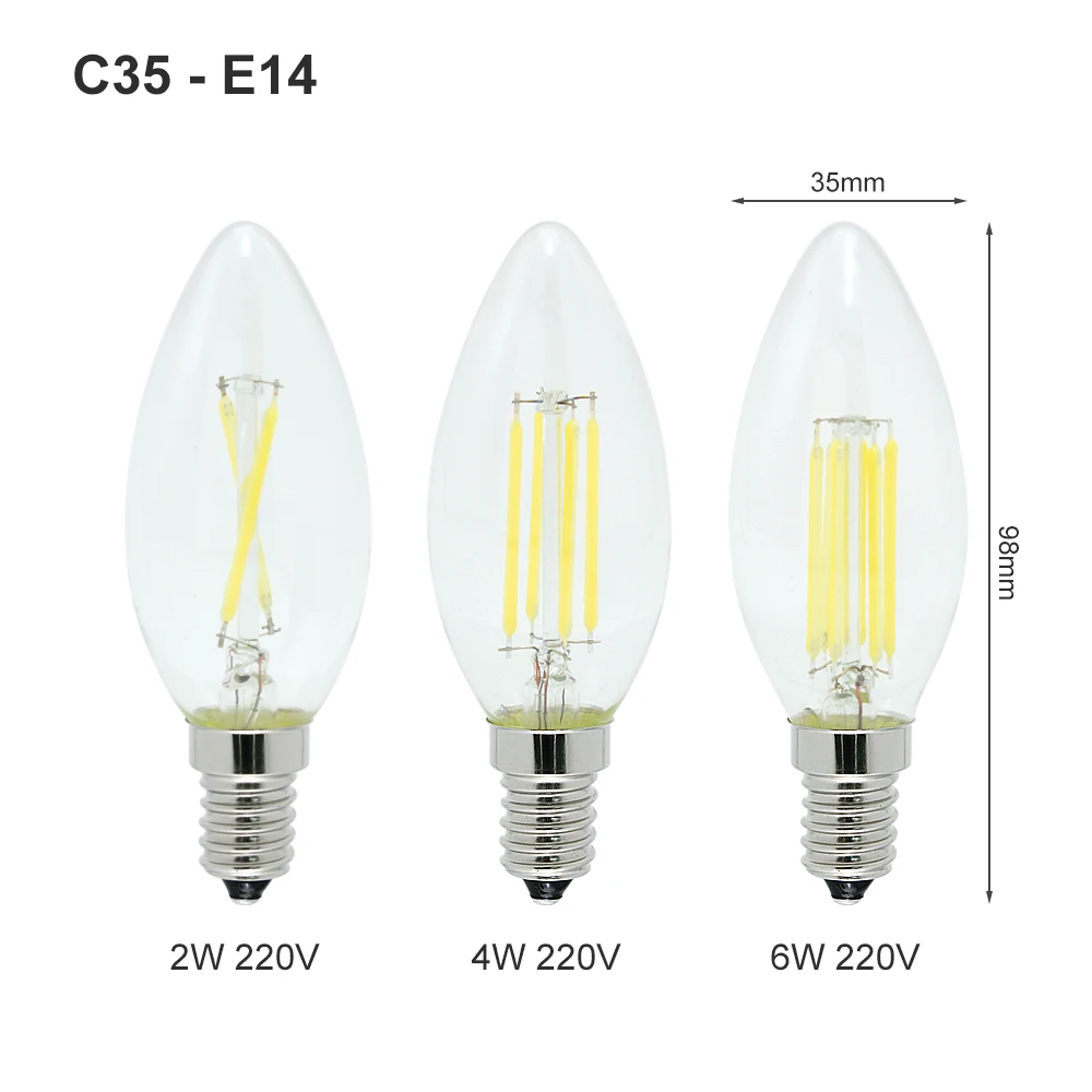 Ampoule E27 E14 220 В переменного тока ANBLUB Светодиодная лампа накаливания с регулируемой