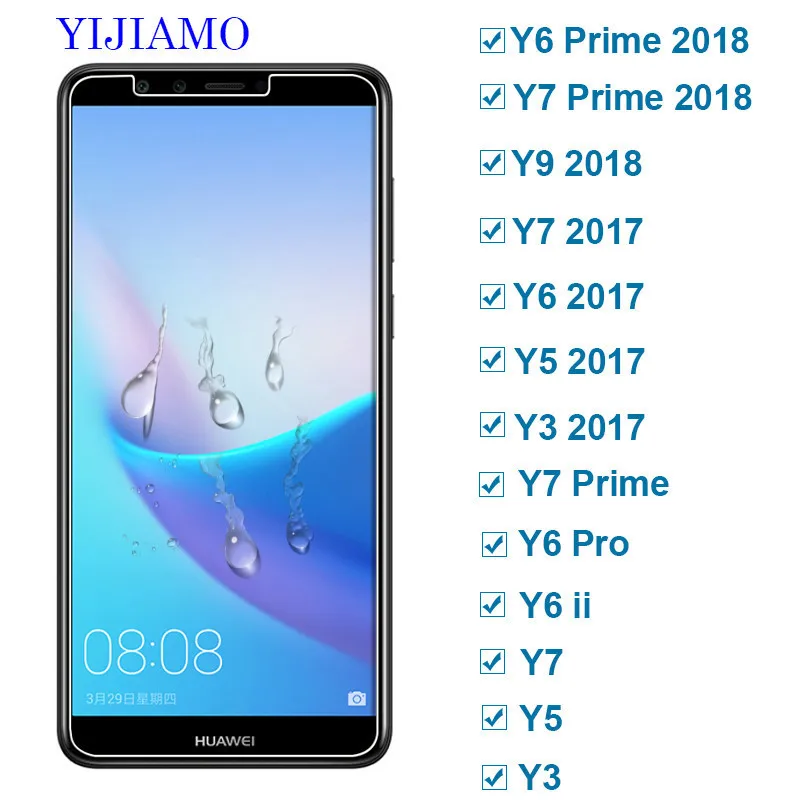 Закаленное стекло для Huawei Y3 2 шт. Защита экрана Y5 Y6 ii Y7 Prime Y9 защитная пленка Hauwei Y 3 5