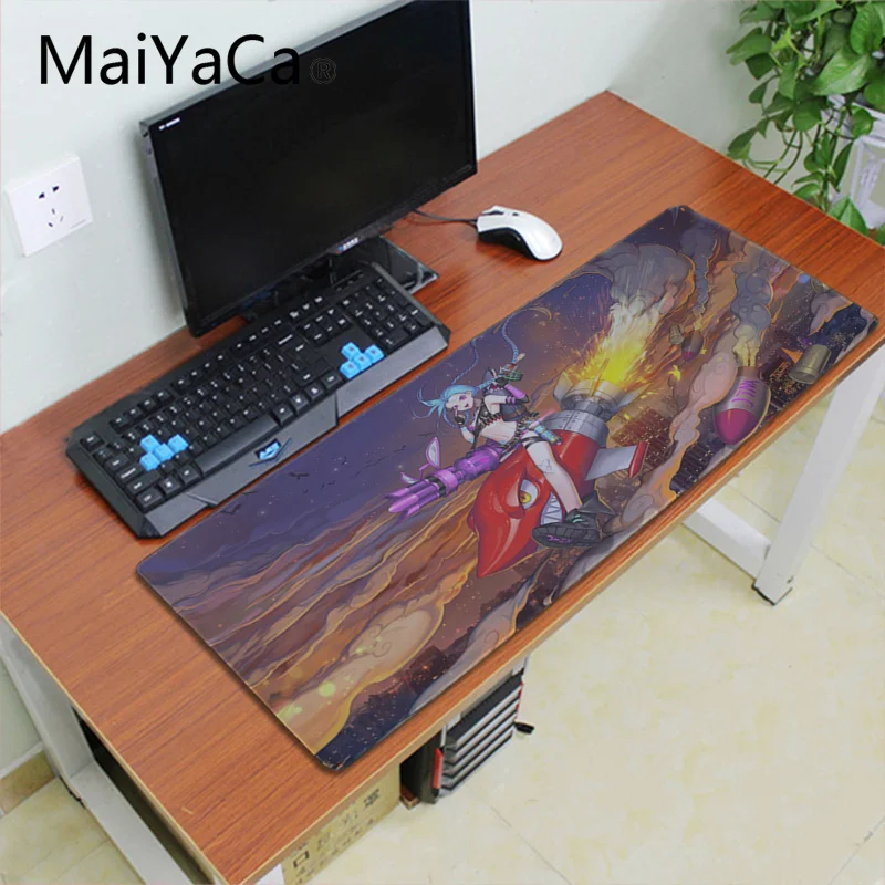 Lock Edge 30x80cm Maiyaca Jinx Лига Легенд резиновая мышь прочный Настольный коврик для мыши большой размер Аниме Коврик для мыши Прочный Стол Противоскользящий коврик для мыши - Цвет: Lock Edge 30x80cm