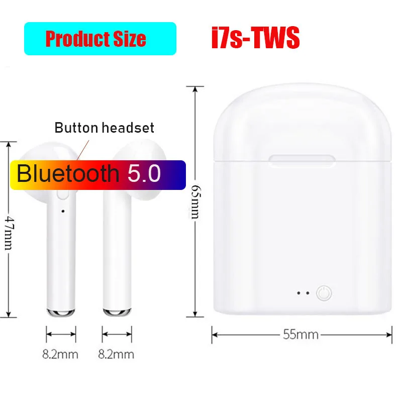 TWS Bluetooth наушники i7s мини настоящие беспроводные для apple iPhone Android зарядная коробка