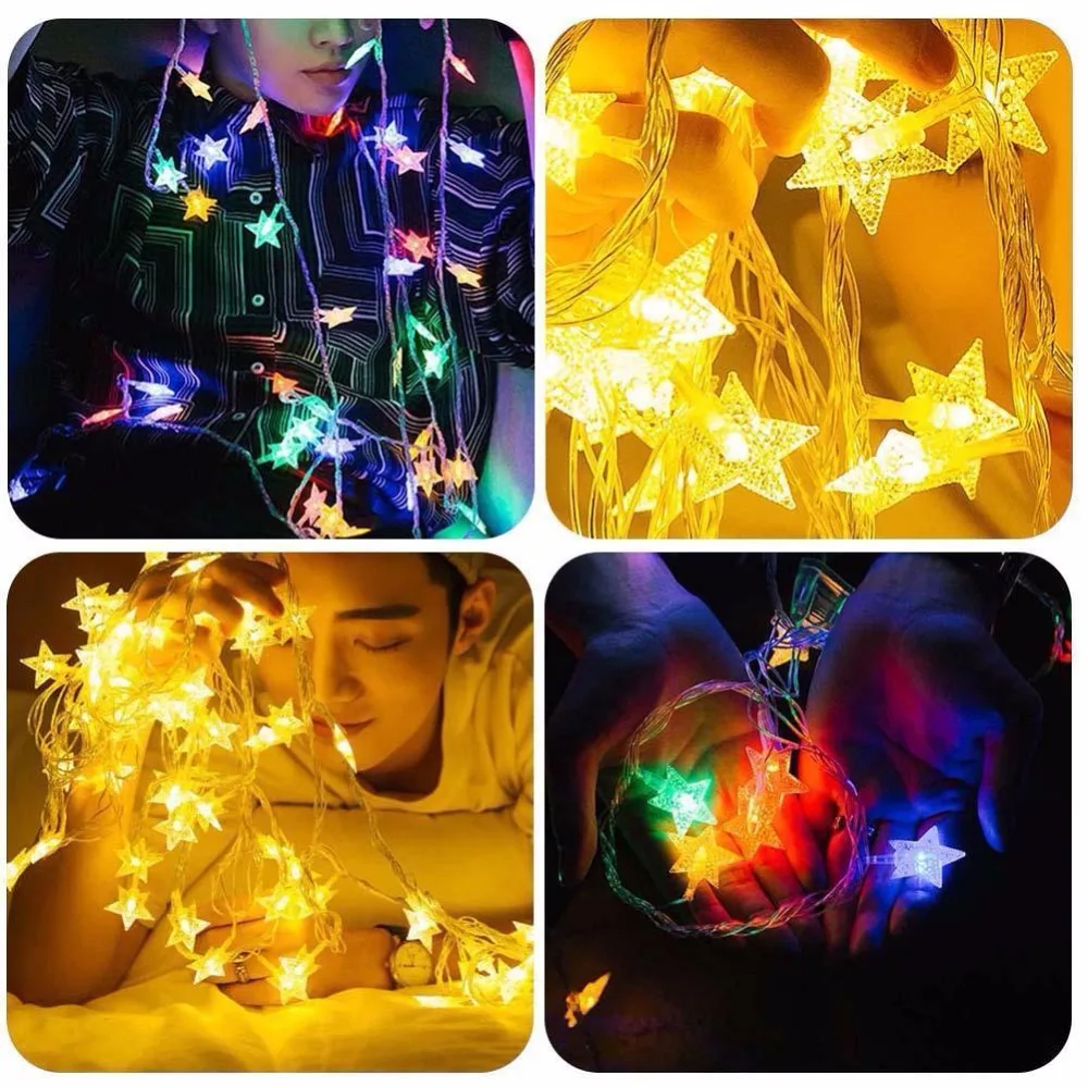 5 м светодиодные гирлянды со звездами сказочные огни рождественские свадебные