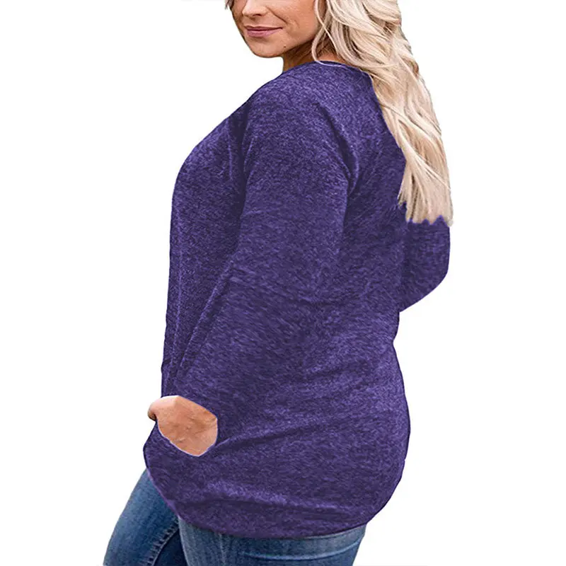 Suvance 2019 Осенние повседневные с круглым вырезом 2 однотонных цвета размер S-5xl