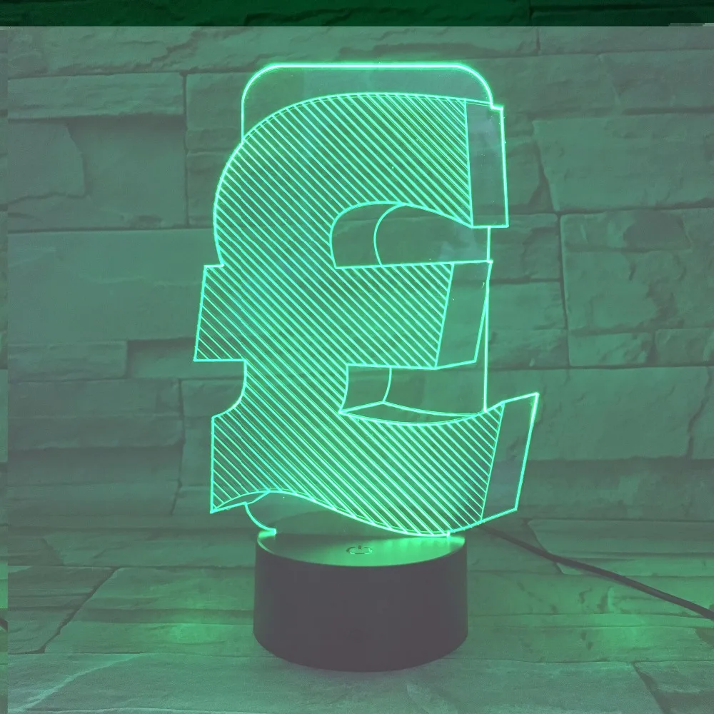 Британский фунт символ 3d Светодиодная лампа Крытый Usb 3d свет цвет сменный Lampara офисный Декор светодиодная Ночная лампа для друга бизнес подарок