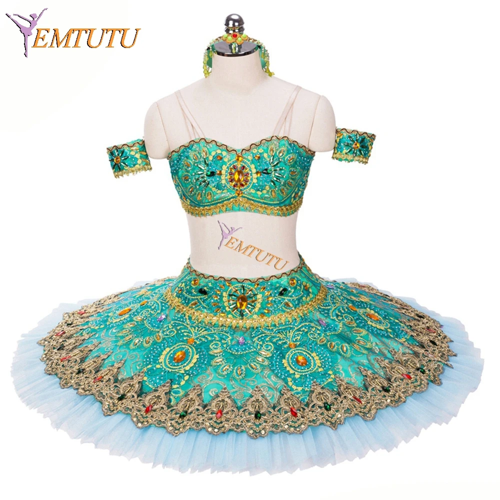 green Для взрослых из двух частей Le Corsaire Профессиональный балетная пачка зеленая юбка-пачка глиссе Классическая Производительность пачки балетный сценический костюм для женщин - Цвет: green