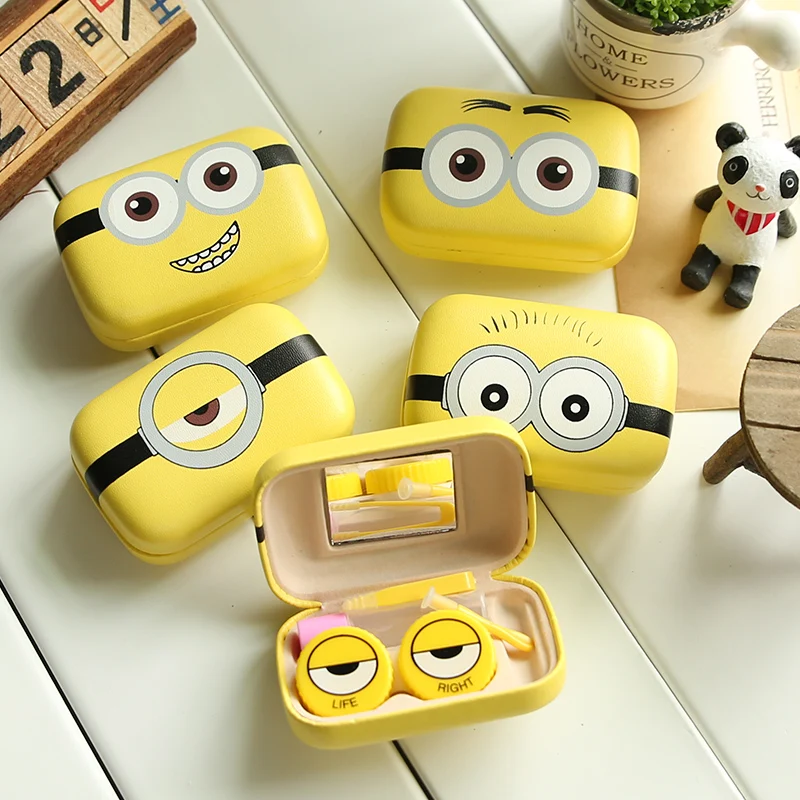 1 шт. чехол для контактных линз с изображением миньонов из мультфильма женщин