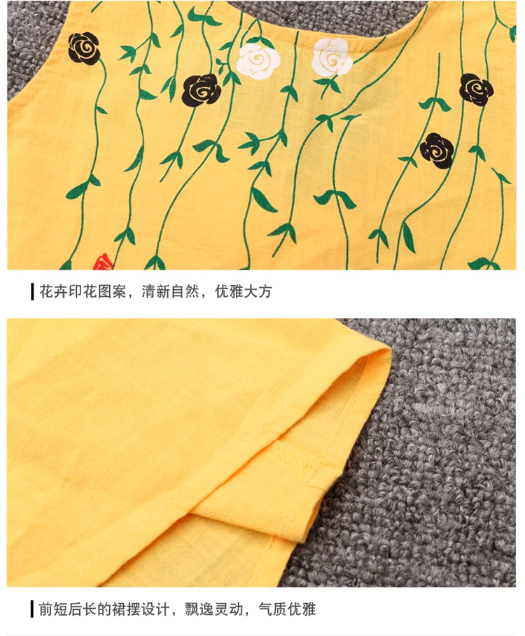 Летняя одежда для девочек новые модные платье без рукавов Детские асимметричные