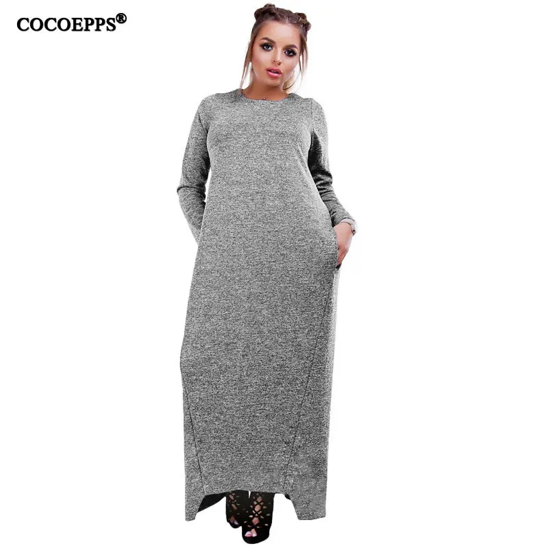grey 5XL 6XL новое весеннее женское платье большого размера свободное длинное платье макси женские длинные платья повседневное платье женское платье Vestidos - Цвет: grey