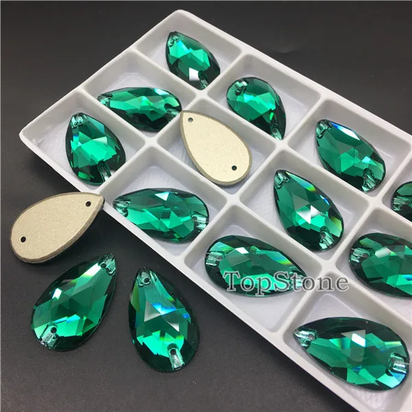 Emerald TopStone 3230, все цвета, K9, стекло, кристалл, капля, пришивной камень, плоская задняя сторона, каплевидное шитье, кристалл, платье, изготовление одежды - Цвет: Emerald