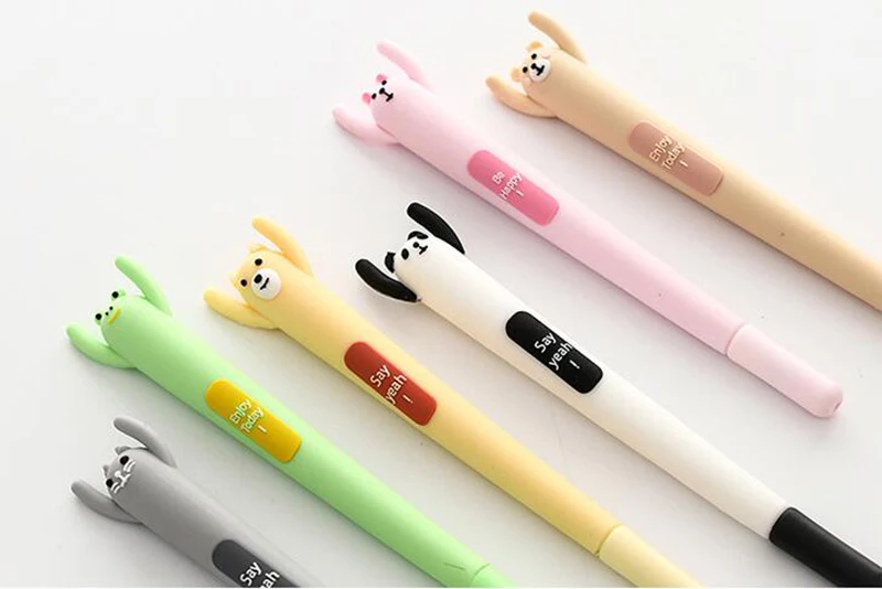 Creative Cartoon Animal Soft Silicone Gel Pen Personality Cute Shape Signature Needle Pen Student Stationery(Random Color