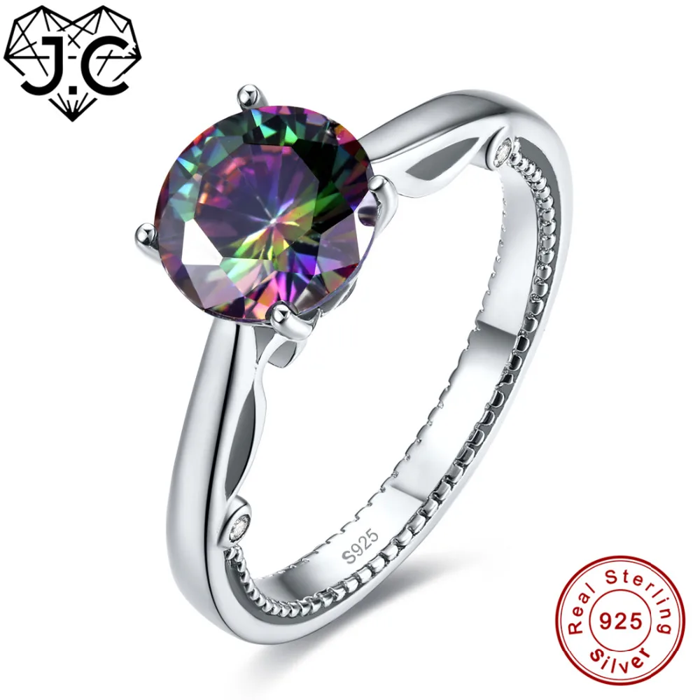 Женское кольцо из серебра 2017 пробы с радужным и белым топазом|ring fashion|ring sizering size 6 |