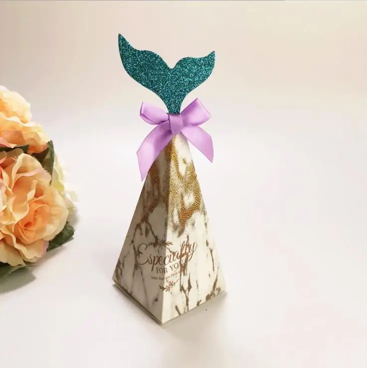 50 шт. подарочные коробки с русалочкой красивая бумага коробка для конфет русалка