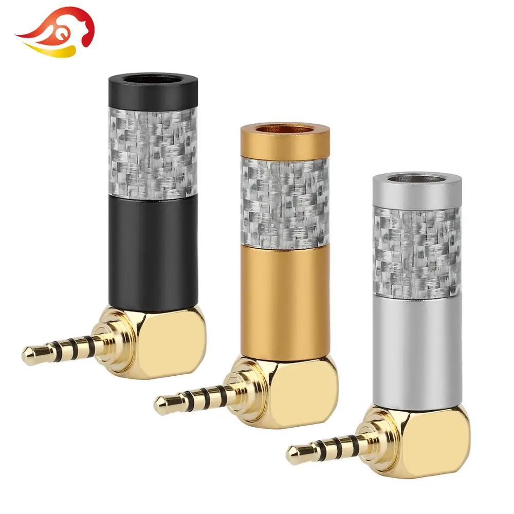 QYFANG 2.5mm Carbon Fiber 3/4 Poles Stereo Audio Jack Mini Earphone Plug Headphone Solder Wire Connector 90 Degree Bend Plugs |