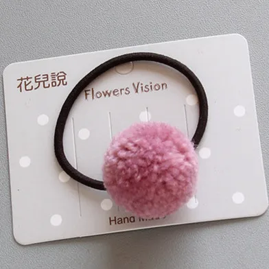 19 ring dark pink Корейские меховые шарики для девочек, маленькие милые однотонные заколки для волос, детские заколки для волос, аксессуары для волос, подарок для маленьких девочек - Цвет: 19 ring dark pink