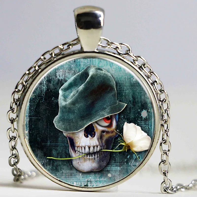 Сахарный Череп Ожерелье Для Мужчин и Женщин День Мертвые 3D Картину Круглые