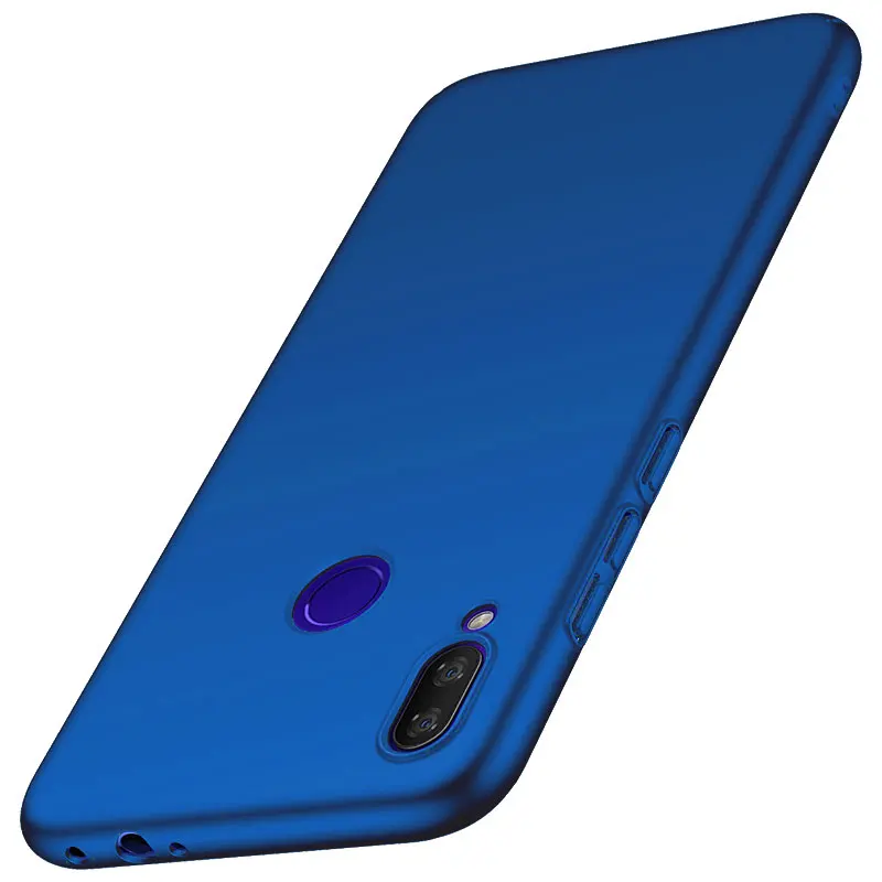 Для Xiaomi Redmi Note 7 задняя крышка тонкий PC классический гладкая кожа матовый чехол для телефона для Xiomi Redmi Note 7 Note7 задняя крышка оболочка - Цвет: Синий
