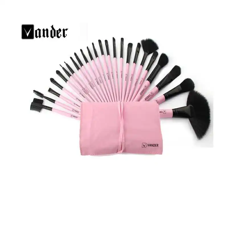 24pcs Pink-BK hair Vanderlife Профессиональный 24 шт./компл. макияж кисти тени для век Кисть для румян Кисть для макияжа с сумкой синтетические волосы кисти для макияжа бровей - Handle Color: 24pcs Pink-BK hair