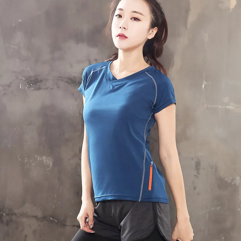 Женская футболка одежда для фитнеса блузки дышащий Быстросохнущий Спортивный