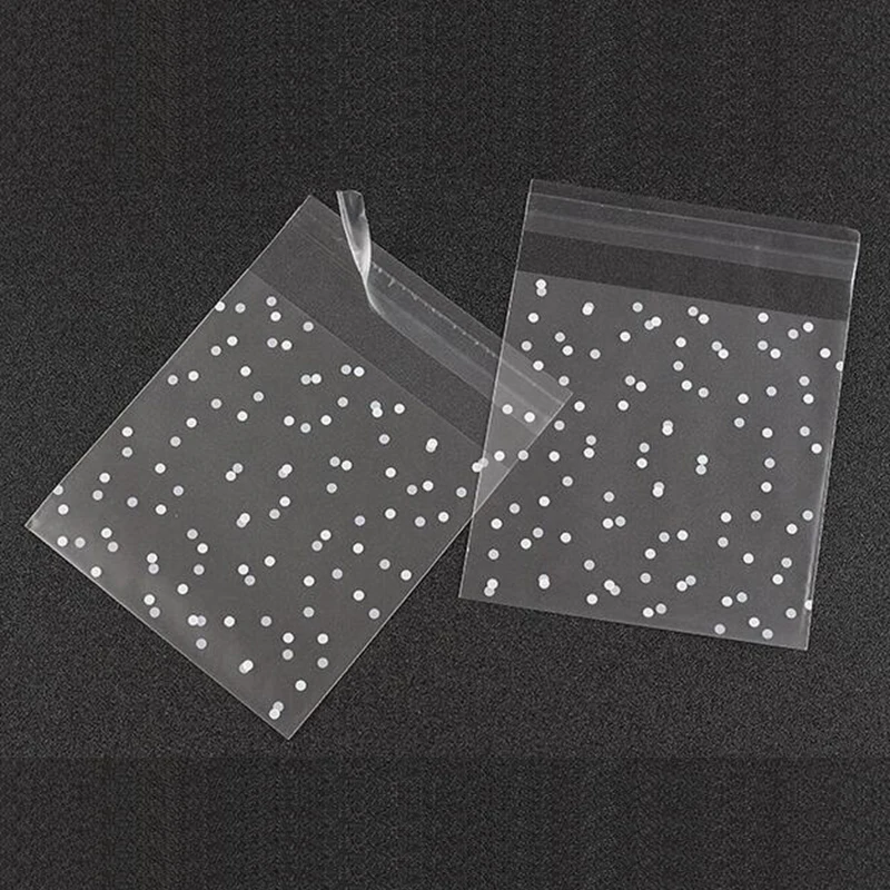 100 шт. прозрачные матовые пластиковые пакеты в белый горошек|bag wedding candy|wedding candybag |