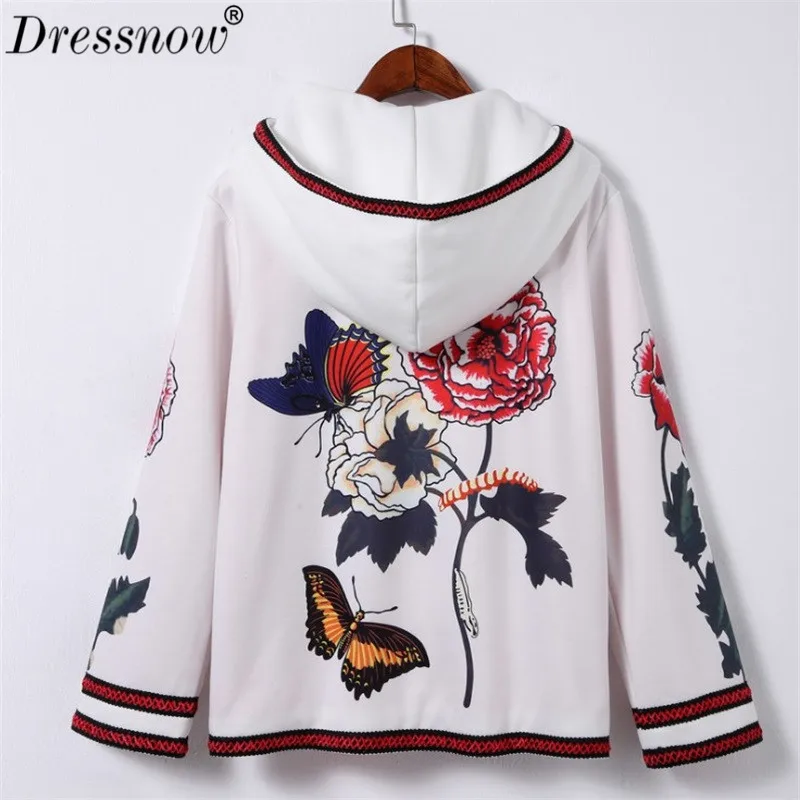 Dressnow женское цветочное вышитое пальто с капюшоном милые куртки и вышивкой