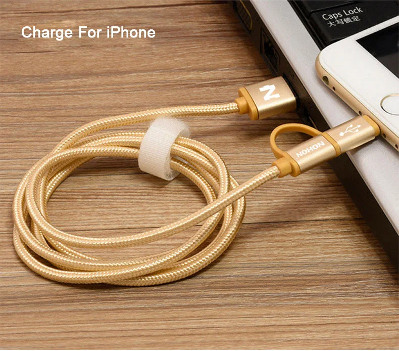 NOHON 2 в 1 Micro 8pin USB кабель для зарядки iPhone 8 7 6 6S Plus 5S iOS 10 9 samsung LG htc Кабели USB для мобильных телефонов