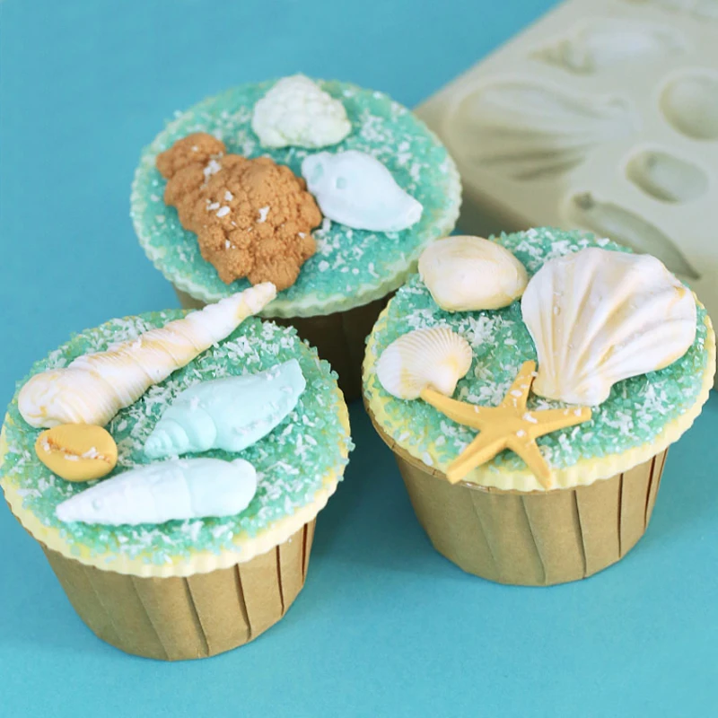 Коралловый камень и оболочка силиконовая форма помадка формы украшения торта