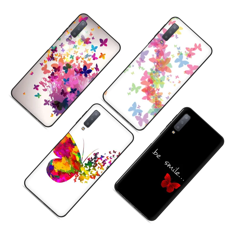 Фэнтези Красочные бабочки Мягкий силиконовый чехол для телефона Samsung A3 A5 A6 Plus A7 A8