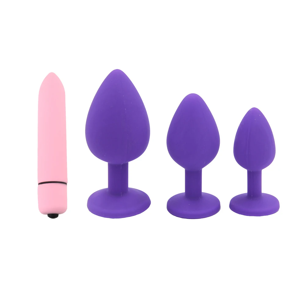 4 шт. Вагина шарики силиконовые Анальная пробка + фаллоимитатор вибратор взрослые
