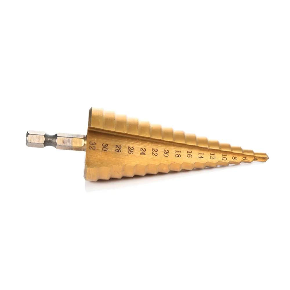 4- 32 mm Hexagonal Titanium Step Cone Drill Bit Hole Cutter HSS4241 Stepped Drill For Sheet Metal Free Shipping