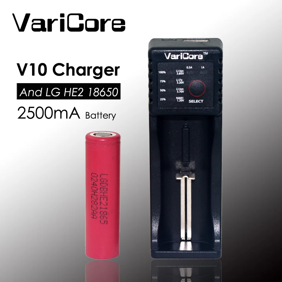 

Varicore HE2 оригинальный 18650 3,7 в 2500 мА/ч imr18650 аккумулятор большой емкости для зарядки 20a impulse 35A, зарядное устройство для сканера 4 + V10