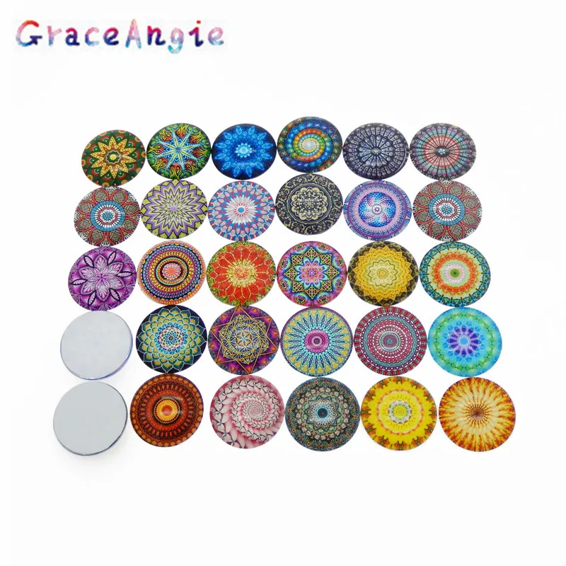 Стеклянный патч GraceAngie с узором мандалы 12/20/25 мм индийский богемный